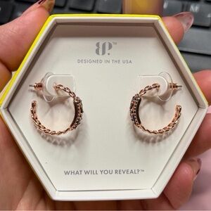 Chic Rose Gold and Black Hoop Earrings
